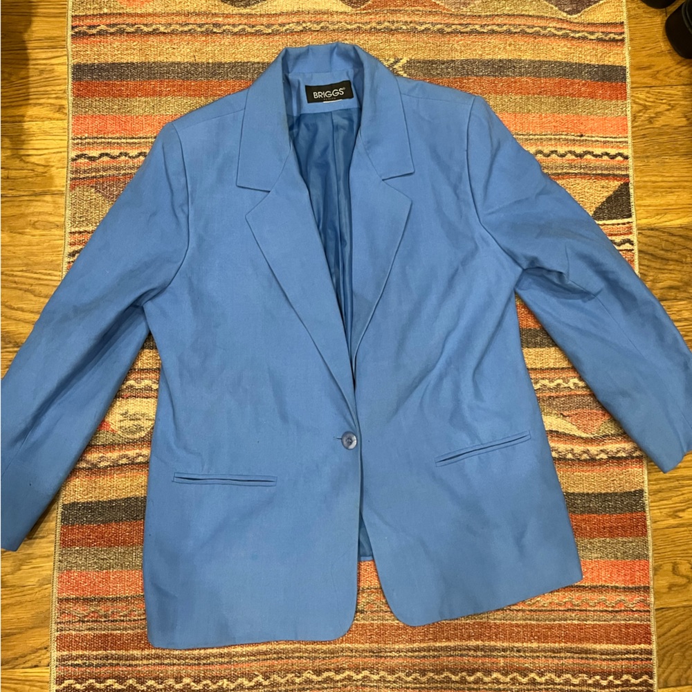 vintage 80s baby blue suit jacket